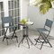 Costway Set of 2 Outdoor Bar Chair Folding Bar Height Stool with Metal Frame Blue/Coffee